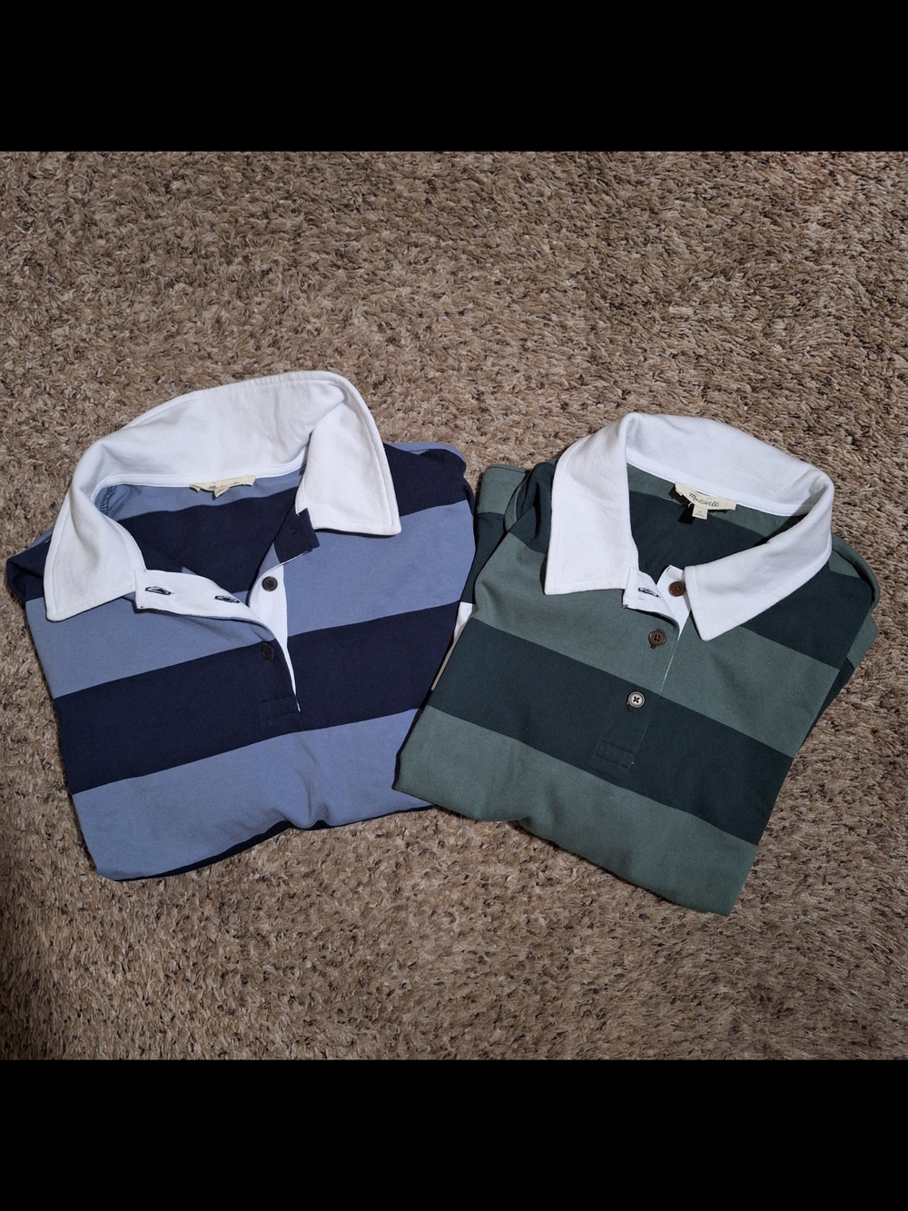 BUNDLE: 2x Madewell Striped Rugby Long Sleeve Polo Shirts Size M